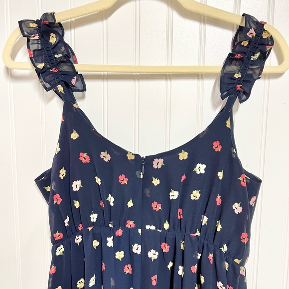 Madewell Ruffle Strap Faux Wrap Dress Size 00 Confetti Floral Blue Sleeveless - Picture 6 of 10